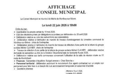 Conseil municipal 22 juin 2026